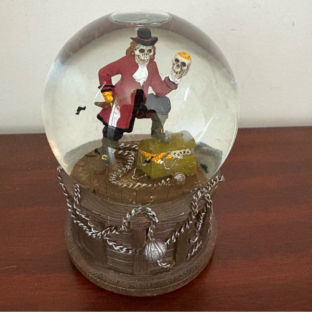 Pirate Skull Snow Globe with Brown Base